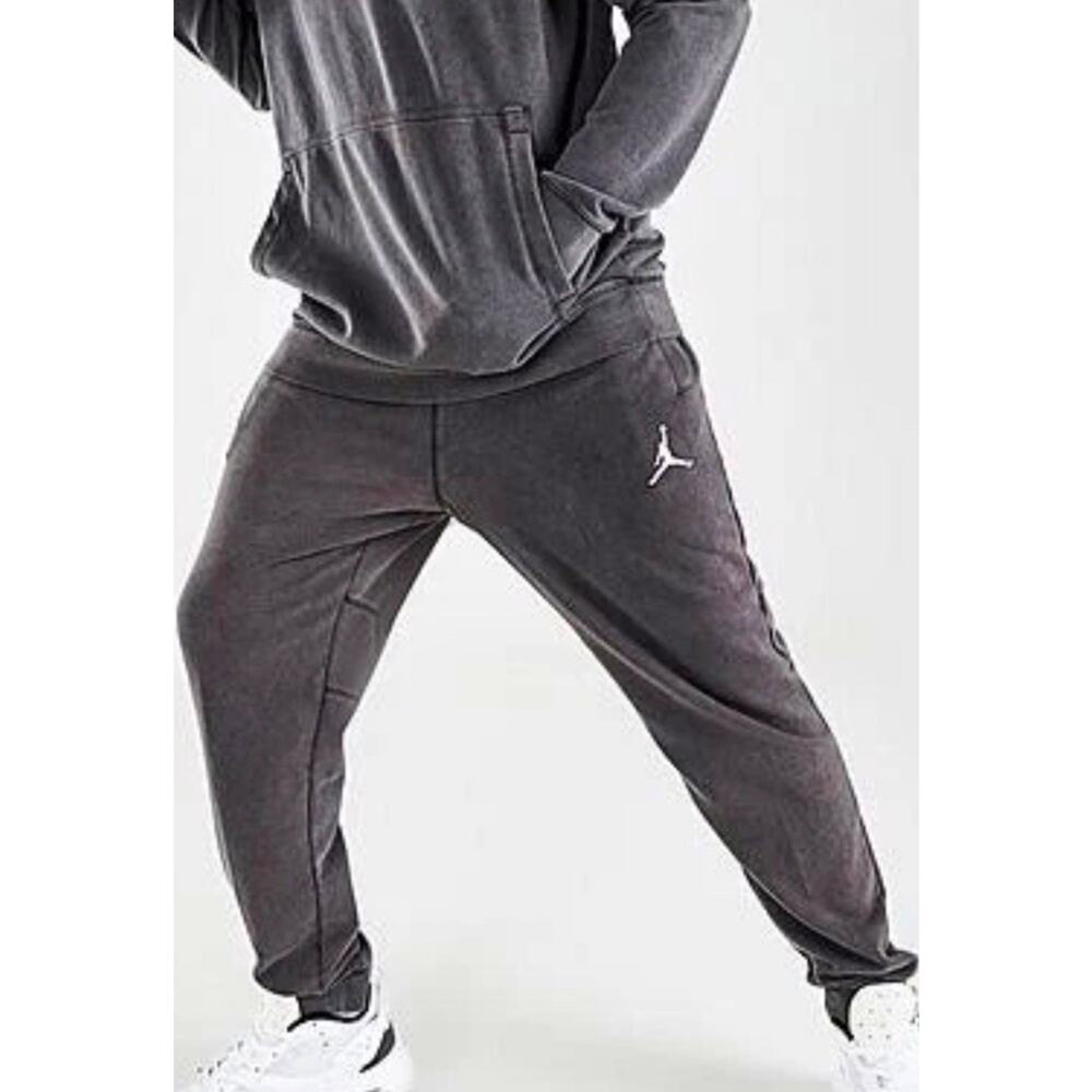 Air Jordan Pants Mens M Grey Dri-Fit Slim Fleece Jogger Charcoal Cozy Gym Casual